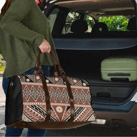 Vintage Bula Fiji Travel Bag Brown Tapa Masi Motif - Polynesian Pride