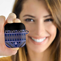 Vintage Bula Fiji AirPods Case Prussian Blue Tapa Masi Motif LT9 Blue - Polynesian Pride