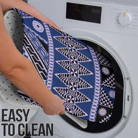 Vintage Bula Fiji Bathroom Set Prussian Blue Tapa Masi Motif - Polynesian Pride