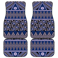 Vintage Bula Fiji Car Mats Prussian Blue Tapa Masi Motif