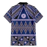 Vintage Bula Fiji Family Matching Mermaid Dress and Hawaiian Shirt Prussian Blue Tapa Masi Motif