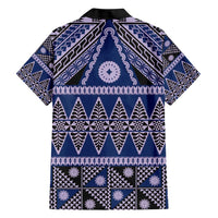 Vintage Bula Fiji Family Matching Short Sleeve Bodycon Dress and Hawaiian Shirt Prussian Blue Tapa Masi Motif