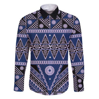 Vintage Bula Fiji Family Matching Tank Maxi Dress and Hawaiian Shirt Prussian Blue Tapa Masi Motif