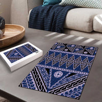 Vintage Bula Fiji Puzzle Prussian Blue Tapa Masi Motif LT9 - Polynesian Pride