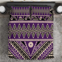 Vintage Bula Fiji Bedding Set Purple Tapa Masi Motif