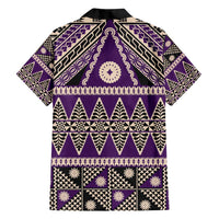 Vintage Bula Fiji Family Matching Long Sleeve Bodycon Dress and Hawaiian Shirt Purple Tapa Masi Motif