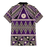 Vintage Bula Fiji Family Matching Mermaid Dress and Hawaiian Shirt Purple Tapa Masi Motif