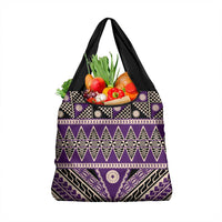 Vintage Bula Fiji Grocery Bag Purple Tapa Masi Motif
