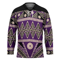 Vintage Bula Fiji Hockey Jersey Purple Tapa Masi Motif LT9 Unisex Purple - Polynesian Pride