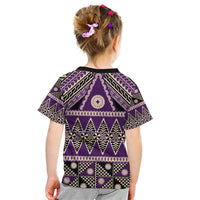 Vintage Bula Fiji Kid T Shirt Purple Tapa Masi Motif