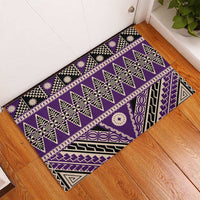 Vintage Bula Fiji Rubber Doormat Purple Tapa Masi Motif