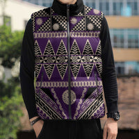 Vintage Bula Fiji Sleeveless Puffer Jacket Purple Tapa Masi Motif LT9 - Polynesian Pride