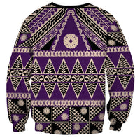 Vintage Bula Fiji Sweatshirt Purple Tapa Masi Motif