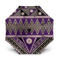 Vintage Bula Fiji Umbrella Purple Tapa Masi Motif - Polynesian Pride