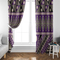 Vintage Bula Fiji Window Curtain Purple Tapa Masi Motif