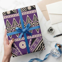Vintage Bula Fiji Wrapping Paper Purple Tapa Masi Motif - Polynesian Pride
