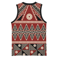 Vintage Bula Fiji Basketball Jersey Red Tapa Masi Motif LT9 - Polynesian Pride