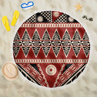 Vintage Bula Fiji Beach Blanket Red Tapa Masi Motif