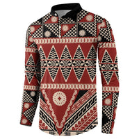 Vintage Bula Fiji Button Sweatshirt Red Tapa Masi Motif