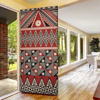Vintage Bula Fiji Door Cover Red Tapa Masi Motif - Polynesian Pride