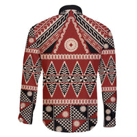 Vintage Bula Fiji Family Matching Summer Maxi Dress and Hawaiian Shirt Red Tapa Masi Motif