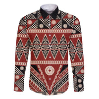 Vintage Bula Fiji Family Matching Tank Maxi Dress and Hawaiian Shirt Red Tapa Masi Motif