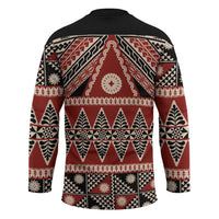 Vintage Bula Fiji Hockey Jersey Red Tapa Masi Motif - Polynesian Pride