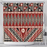 Vintage Bula Fiji Shower Curtain Red Tapa Masi Motif