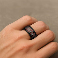 Vintage Bula Fiji Spinner Ring Red Tapa Masi Motif - Polynesian Pride