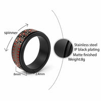 Vintage Bula Fiji Spinner Ring Red Tapa Masi Motif - Polynesian Pride