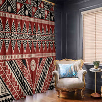 Vintage Bula Fiji Window Curtain Red Tapa Masi Motif