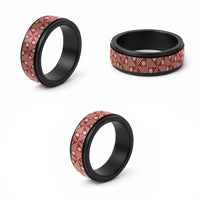 Vintage Bula Fiji Spinner Ring Red Tapa Motif Traditional Island Masi - Polynesian Pride