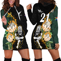 Custom South Africa Protea and New Zealand Hoodie Go All Black-Springboks Rugby with Kente And Maori LT9 - Polynesian Pride