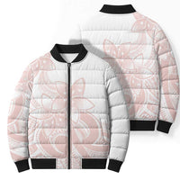 Polynesian Tribal Plumeria Lotu Tamaiti Bomber Puffer Jacket Pastel Blush - Polynesian Pride