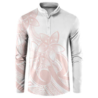 Polynesian Tribal Plumeria Lotu Tamaiti Button Sweatshirt Pastel Blush - Polynesian Pride