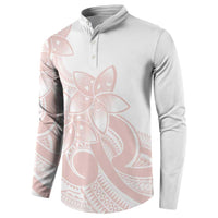 Polynesian Tribal Plumeria Lotu Tamaiti Button Sweatshirt Pastel Blush - Polynesian Pride