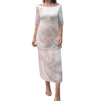 Polynesian Tribal Plumeria Lotu Tamaiti Family Matching Puletasi and Hawaiian Shirt Pastel Blush - Polynesian Pride