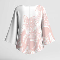 Polynesian Tribal Plumeria Lotu Tamaiti Kimono Sleeve Blouse Pastel Blush - Polynesian Pride