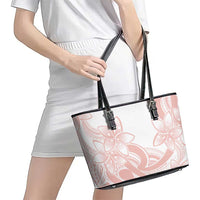 Polynesian Tribal Plumeria Lotu Tamaiti Leather Tote Bag Pastel Blush LT9 - Polynesian Pride