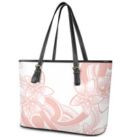 Polynesian Tribal Plumeria Lotu Tamaiti Leather Tote Bag Pastel Blush LT9 - Polynesian Pride