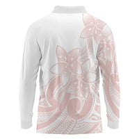 Polynesian Tribal Plumeria Lotu Tamaiti Long Sleeve Polo Shirt Pastel Blush - Polynesian Pride