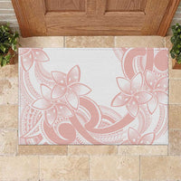 Polynesian Tribal Plumeria Lotu Tamaiti Rubber Doormat Pastel Blush - Polynesian Pride
