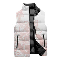 Polynesian Tribal Plumeria Lotu Tamaiti Sleeveless Puffer Jacket Pastel Blush - Polynesian Pride