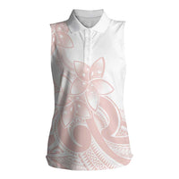 Polynesian Tribal Plumeria Lotu Tamaiti Women Sleeveless Polo Shirt Pastel Blush - Polynesian Pride