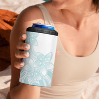 Polynesian Tribal Plumeria Lotu Tamaiti 4 in 1 Can Cooler Tumbler Pastel Cyan - Polynesian Pride