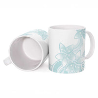 Polynesian Tribal Plumeria Lotu Tamaiti Ceramic Mug Pastel Cyan - Polynesian Pride