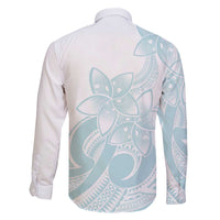 Polynesian Tribal Plumeria Lotu Tamaiti Family Matching Off The Shoulder Long Sleeve Dress and Hawaiian Shirt Pastel Cyan - Polynesian Pride