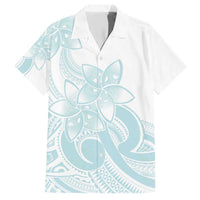 Polynesian Tribal Plumeria Lotu Tamaiti Family Matching Short Sleeve Bodycon Dress and Hawaiian Shirt Pastel Cyan - Polynesian Pride