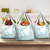 Polynesian Tribal Plumeria Lotu Tamaiti Grocery Bag Pastel Cyan - Polynesian Pride