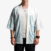 Polynesian Tribal Plumeria Lotu Tamaiti Kimono Pastel Cyan - Polynesian Pride